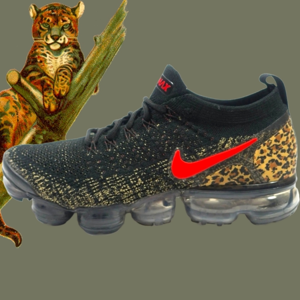 Nike Black and Red Leopard Print Sneakers